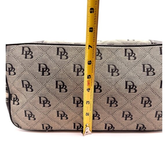 Dooney & Bourke Signature Logo Canvas Shoulder Bag Tan w/ Black Leather Trim - Picture 10 of 14